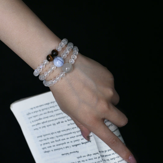 Daybreak - Moonstone, Blue Lace Agate & Tiger's Eye Bracelet