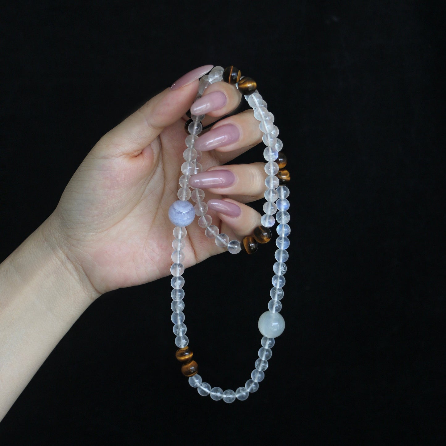 Daybreak - Moonstone, Blue Lace Agate & Tiger's Eye Bracelet