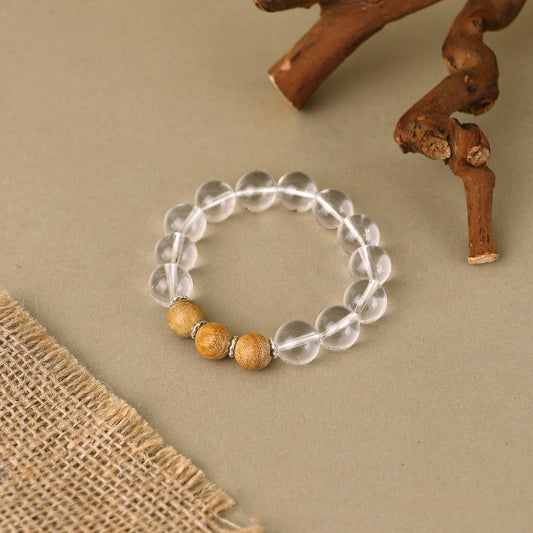 Dewveil Sandalwood - Clear Quartz & Sandalwood Bracelet