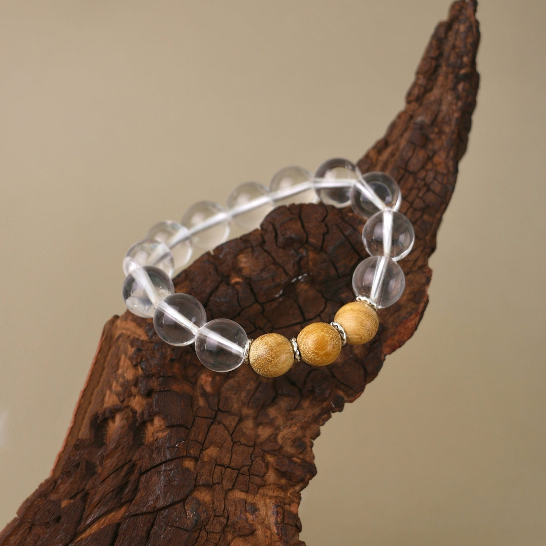 Dewveil Sandalwood - Clear Quartz & Sandalwood Bracelet