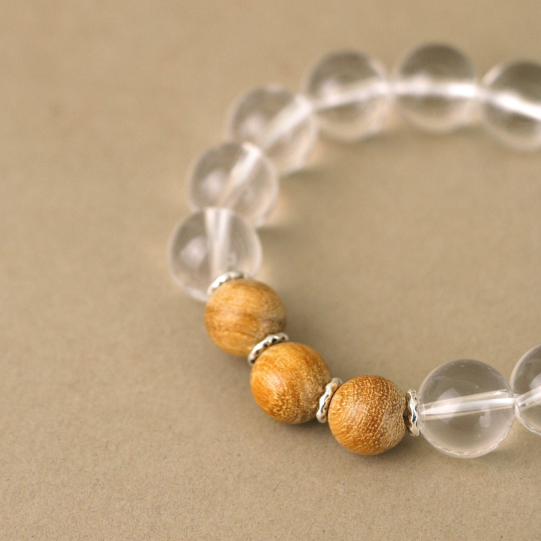 Dewveil Sandalwood - Clear Quartz & Sandalwood Bracelet