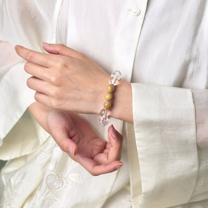 Dewveil Sandalwood - Clear Quartz & Sandalwood Bracelet