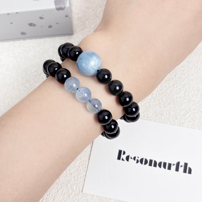 Echo & Flow - Aquamarine & Black Tourmaline Bracelet