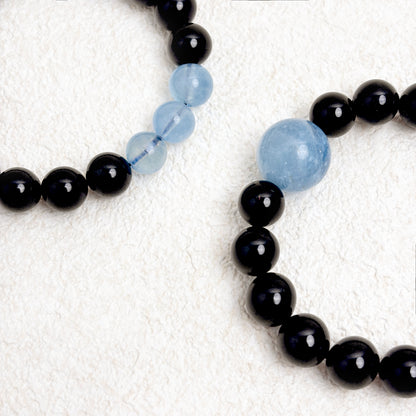 Echo & Flow - Aquamarine & Black Tourmaline Bracelet
