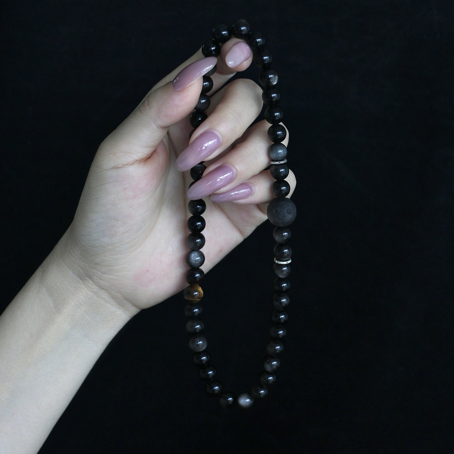 Eclipse - Silver Sheen Obsidian & Tiger Eye Bracelet