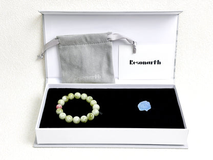 Emerald Sunset – Serpentine Jade & Rhodochrosite Bracelet