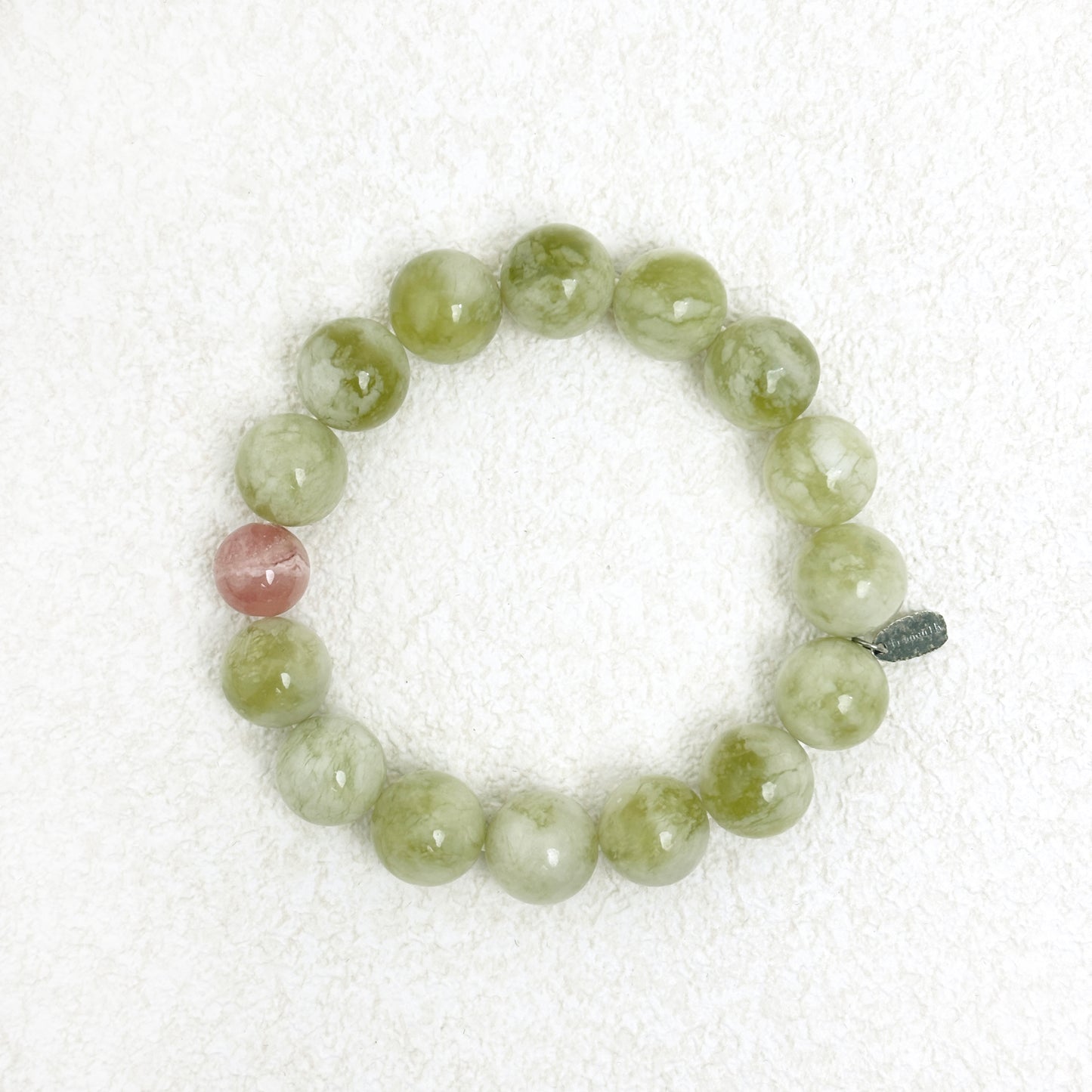 Emerald Sunset – Serpentine Jade & Rhodochrosite Bracelet