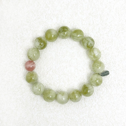 Emerald Sunset – Serpentine Jade & Rhodochrosite Bracelet