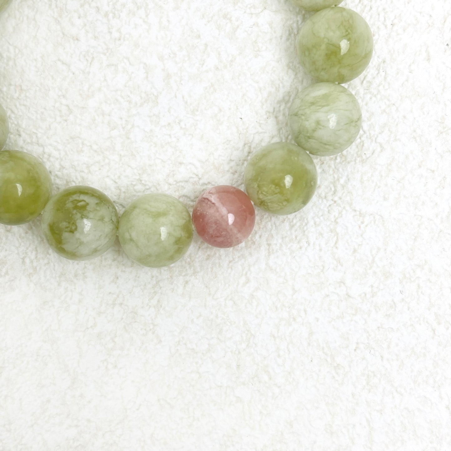 Emerald Sunset – Serpentine Jade & Rhodochrosite Bracelet