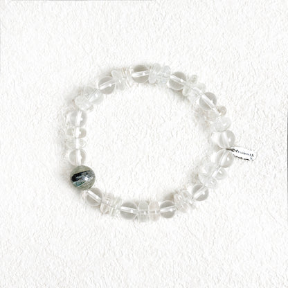 EtherGaze - Clear Quartz & Cat's Eye Tourmaline Bracelet