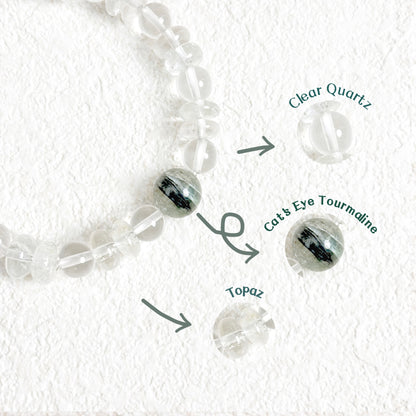 EtherGaze - Clear Quartz & Cat's Eye Tourmaline Bracelet