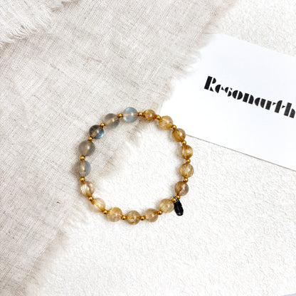 Ethereal Starlace - Labradorite & Golden Rutilated Quartz Bracelet