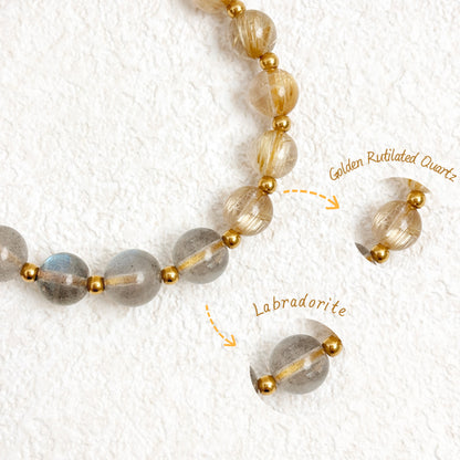 Ethereal Starlace - Labradorite & Golden Rutilated Quartz Bracelet