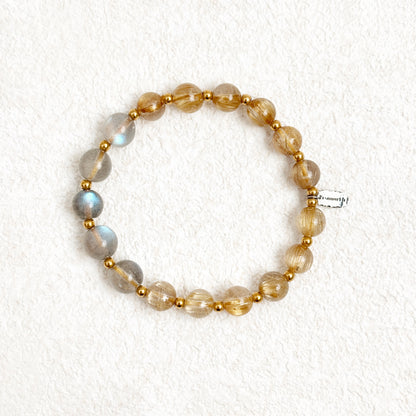 Ethereal Starlace - Labradorite & Golden Rutilated Quartz Bracelet
