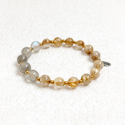 Ethereal Starlace - Labradorite & Golden Rutilated Quartz Bracelet