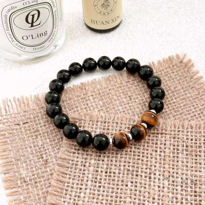 Eye of the Night – Black Tourmaline & Tiger Eye Bracelet
