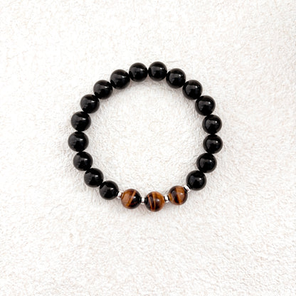 Eye of the Night – Black Tourmaline & Tiger Eye Bracelet
