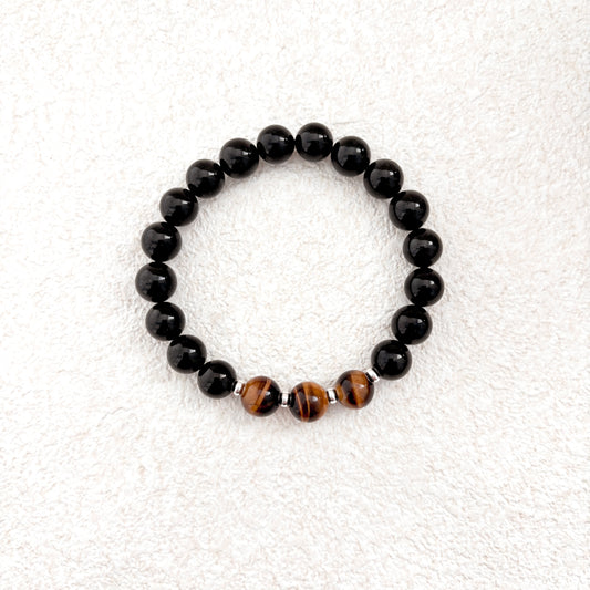 Eye of the Night – Black Tourmaline & Tiger Eye Bracelet