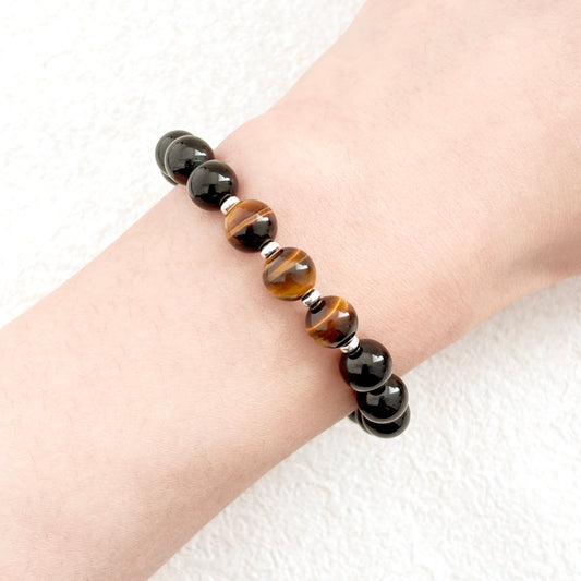 Eye of the Night – Black Tourmaline & Tiger Eye Bracelet