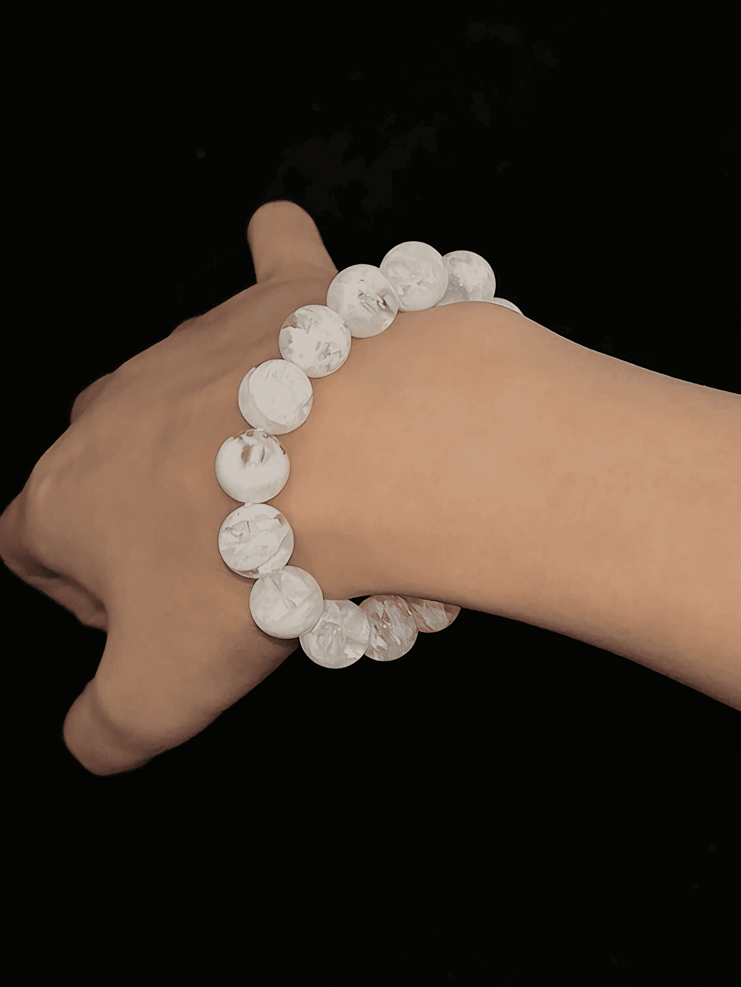 Frost Whisper - Snowflake Phantom Quartz & Silver Bracelet