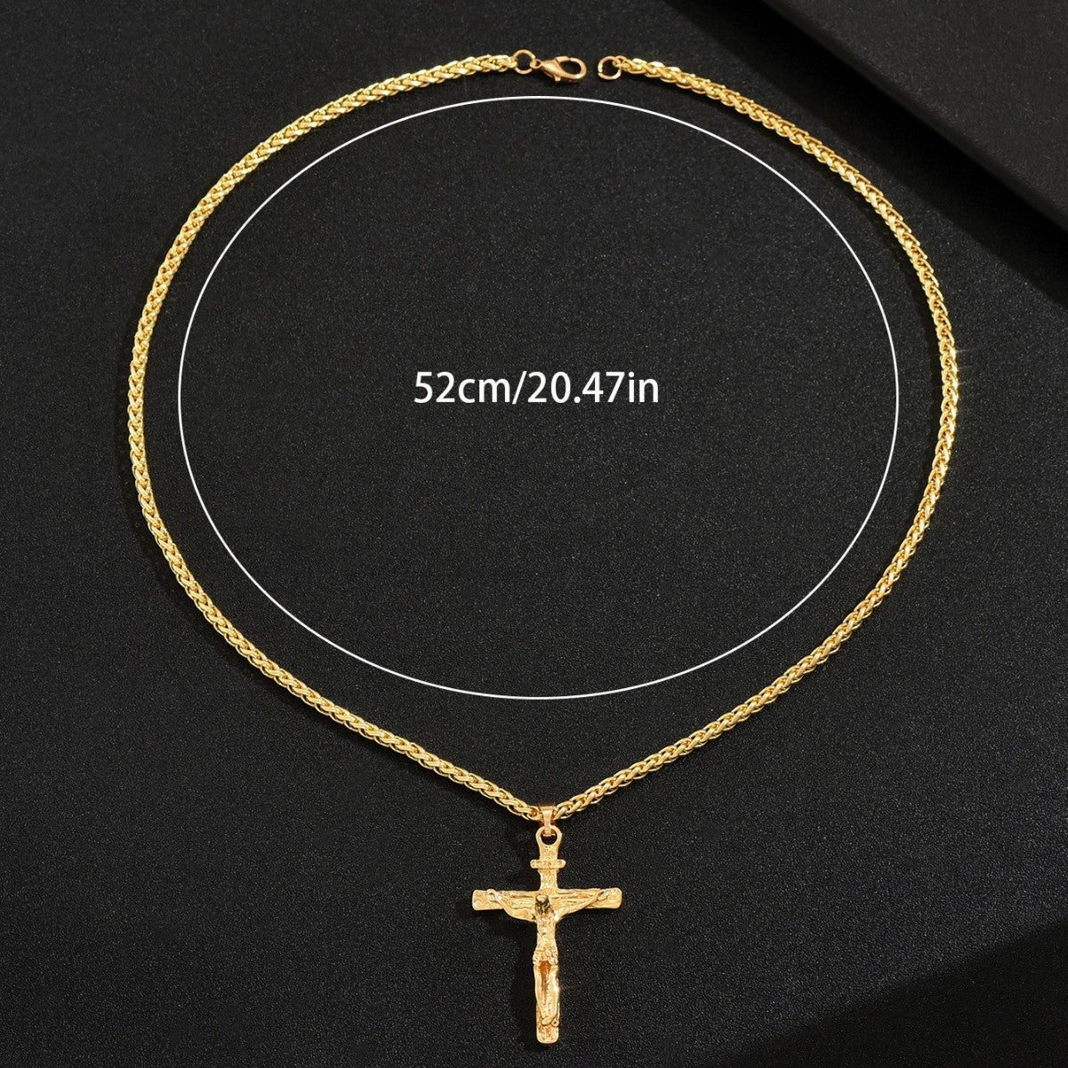 Golden Crucifix Rope Chain Necklace