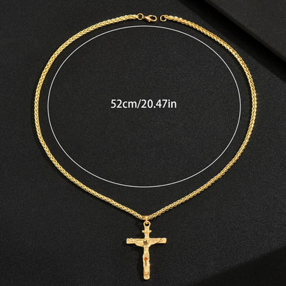 Golden Crucifix Rope Chain Necklace