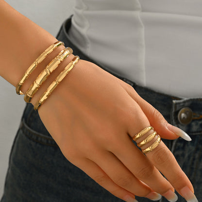 Bamboo Gleam – Bracelet & Ring Set