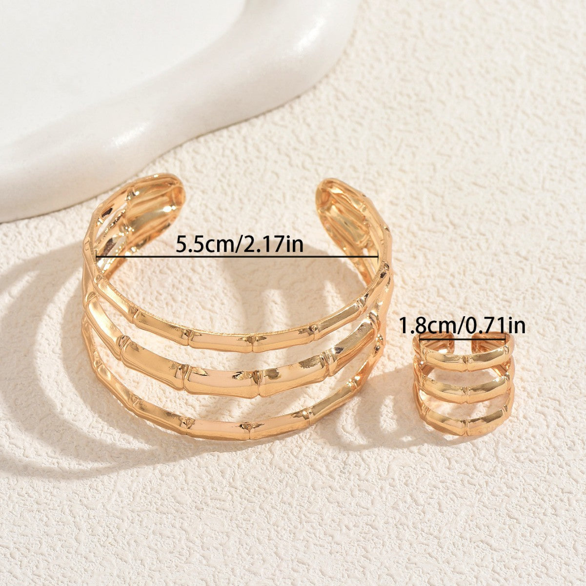 Bamboo Gleam – Bracelet & Ring Set