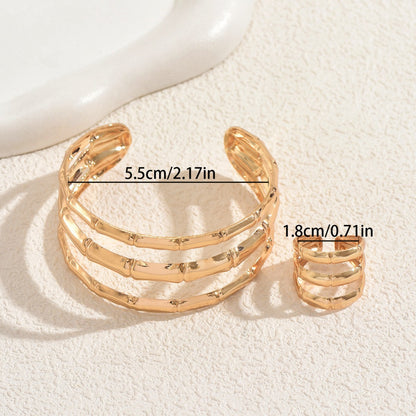 Bamboo Gleam – Bracelet & Ring Set