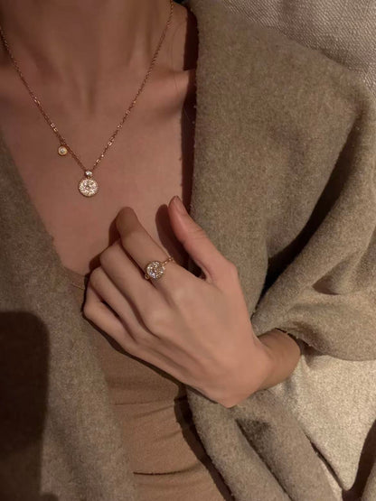 Golden Halo – 18K Gold Plated Sterling Silver Necklace, Earrings & Adjustable Ring