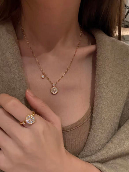 Golden Halo – 18K Gold Plated Sterling Silver Necklace, Earrings & Adjustable Ring