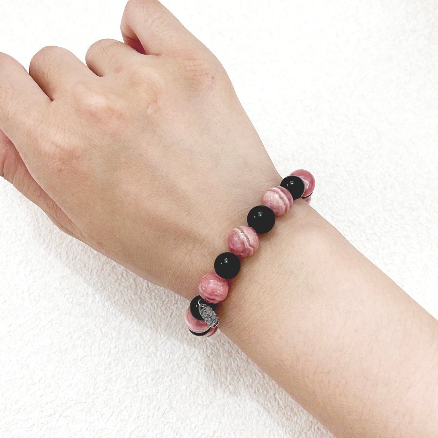 Heartfire – Rhodochrosite & Black Tourmaline Bracelet