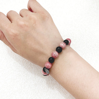 Heartfire – Rhodochrosite & Black Tourmaline Bracelet