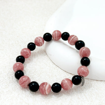 Heartfire – Rhodochrosite & Black Tourmaline Bracelet
