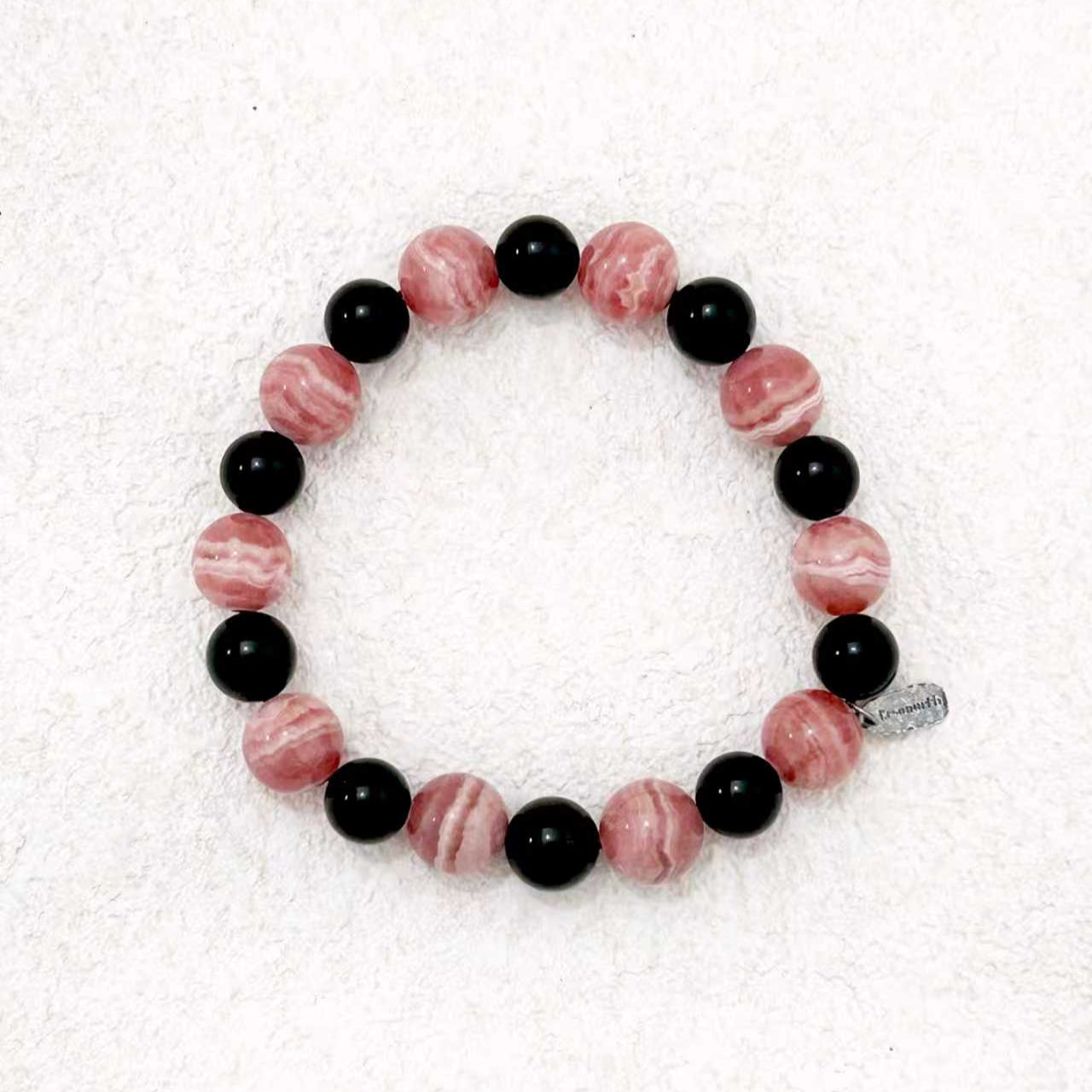Heartfire – Rhodochrosite & Black Tourmaline Bracelet