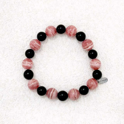 Heartfire – Rhodochrosite & Black Tourmaline Bracelet