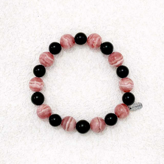 Heartfire – Rhodochrosite & Black Tourmaline Bracelet