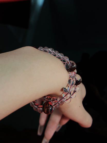 Hidden Ember - Phantom & Clear Quartz Bracelet