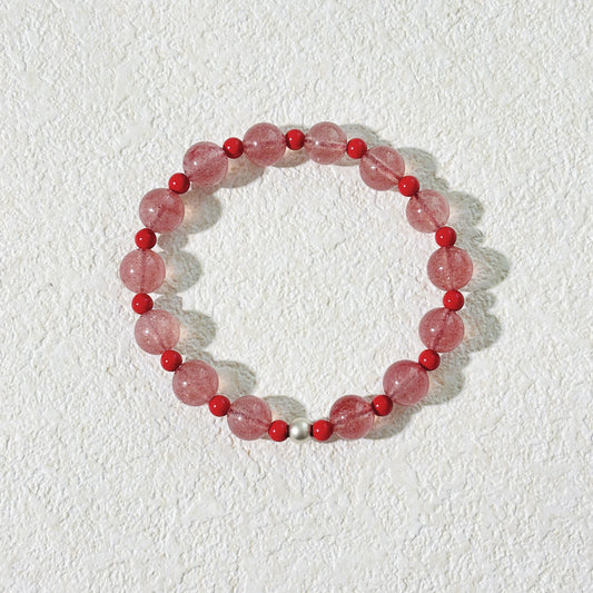 Intent in Rose - Strawberry Quartz & Cinnabar Bracelet