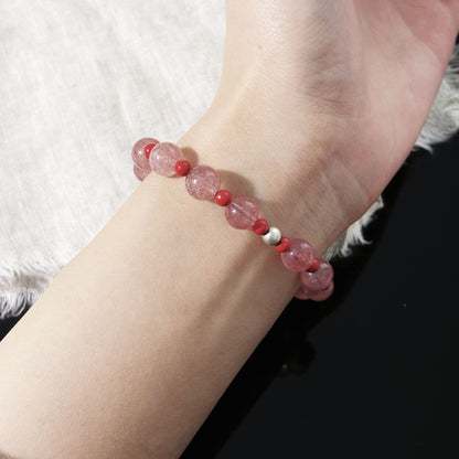 Intent in Rose - Strawberry Quartz & Cinnabar Bracelet