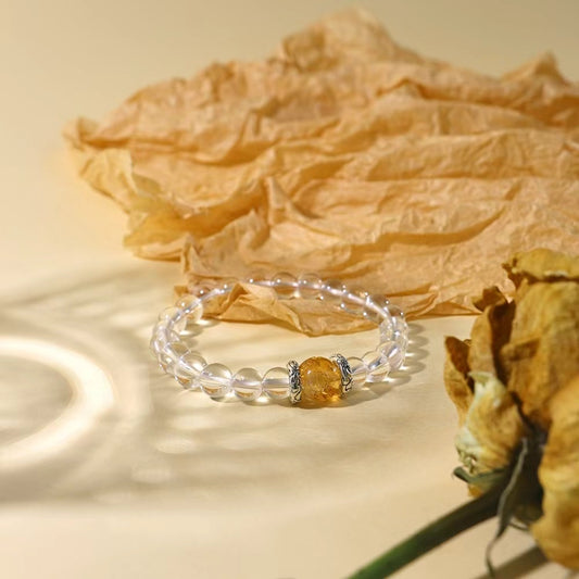 Iris & Ophelia - Pure Clear Quartz, Golden Azeztulite & Moonstone Stacking Bracelets