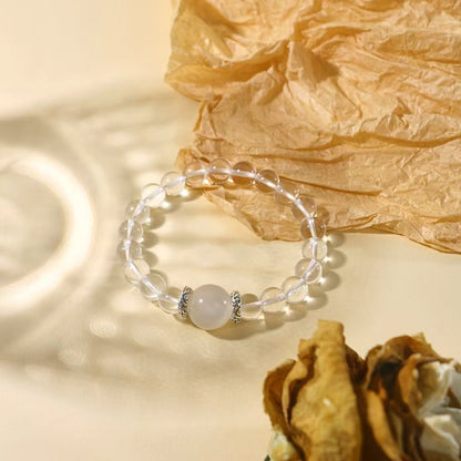 Iris & Ophelia - Pure Clear Quartz, Golden Azeztulite & Moonstone Stacking Bracelets