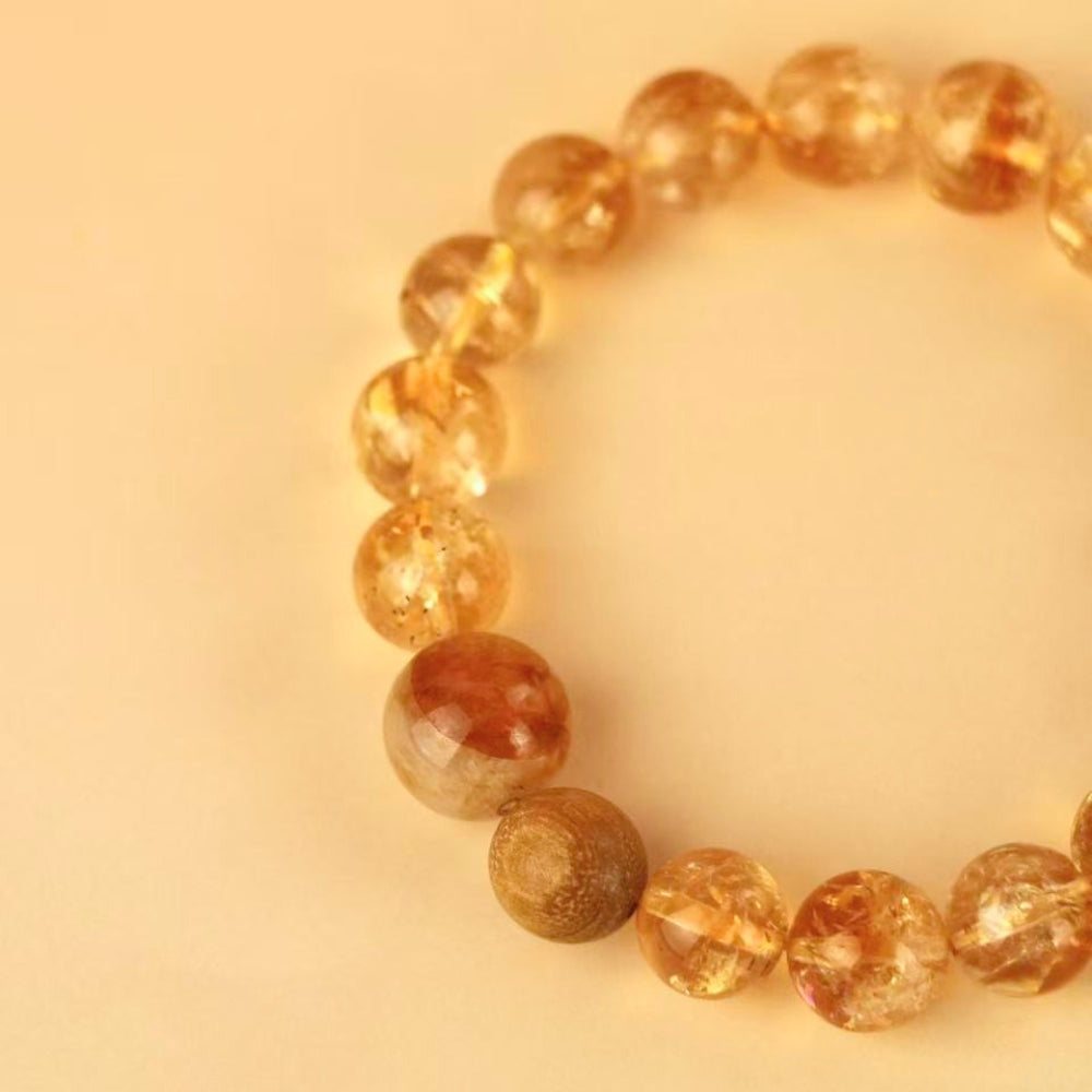Scene - Golden Azeztulite Quartz, Hematoid Quartz & Sandalwood Bracelet