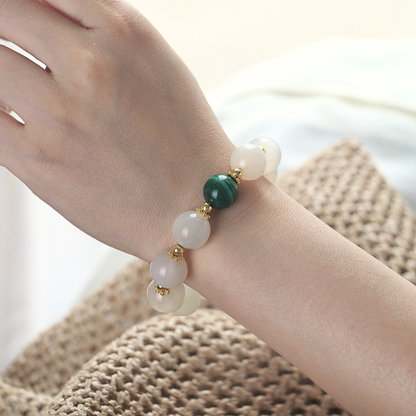 Luna - White Moonstone &  Malachite Bracelet