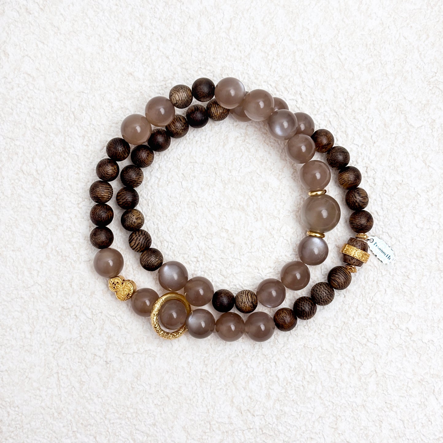 Lunar Oud - Grey Moonstone & Agarwood Bracelet