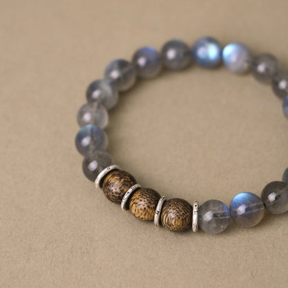 Lunar Veil - Labradorite & Sandalwood Bracelet