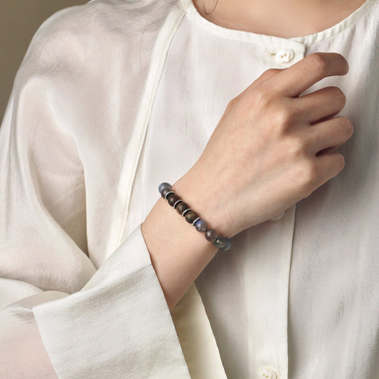 Lunar Veil - Labradorite & Sandalwood Bracelet