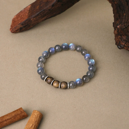 Lunar Veil - Labradorite & Sandalwood Bracelet