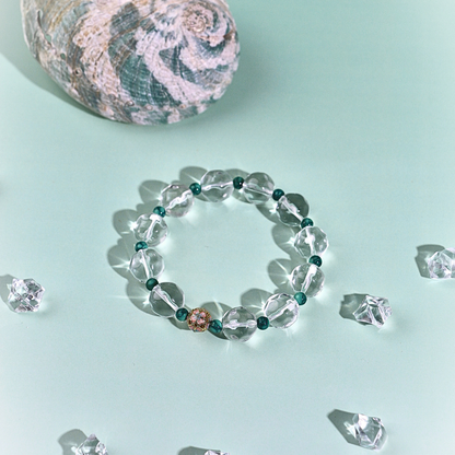 Mint - Faceted Clear Quartz Beads & Turquoise Bracelet