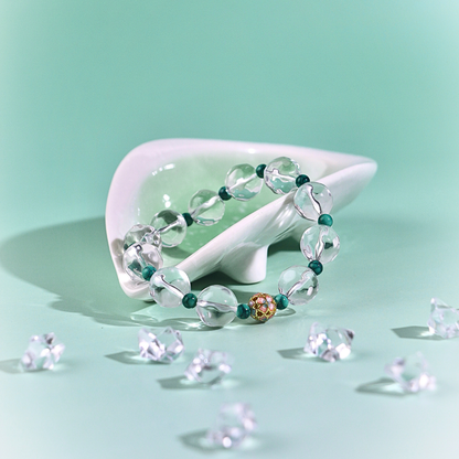 Mint - Faceted Clear Quartz Beads & Turquoise Bracelet